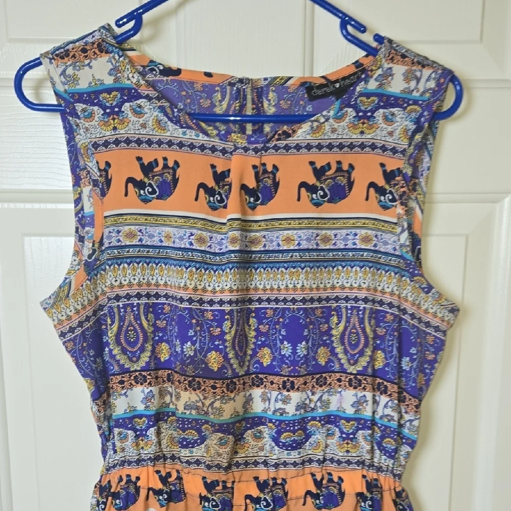 Derek Heart LG Dress Bright BOLD Colorful Keyhole BACK COOL ZIPPER POCKETS - Picture 6 of 12